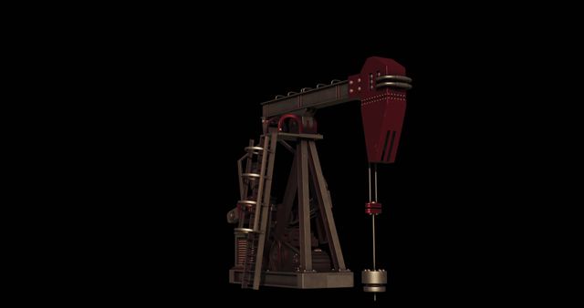 3D Rendered Industrial Oil Pump Jack on Solid Black Background - Download Free Stock Images Pikwizard.com