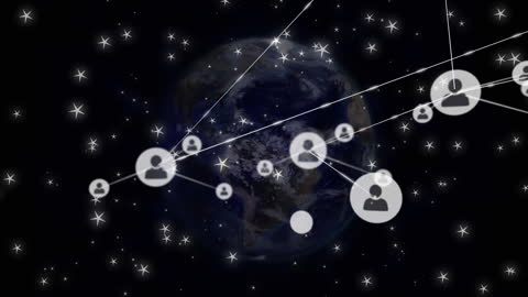 Interconnected Digital Network Around Global Sphere