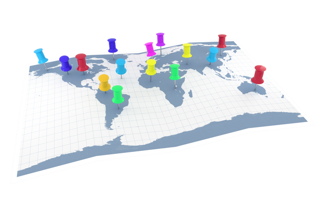 Colorful Pushpins on Transparent World Map - Download Free Stock Videos Pikwizard.com