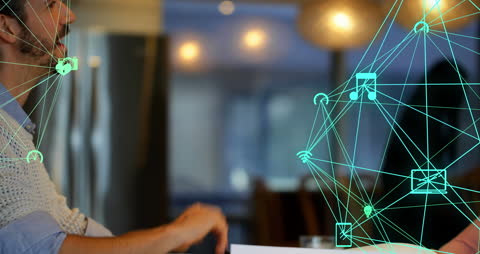 Digital Network Connecting Professional in Modern Office