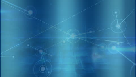 Abstract Network of Digital Connections on Blue Background