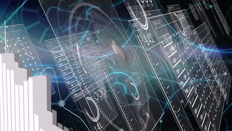 Futuristic Data Processing Interface Digital Network Concepts