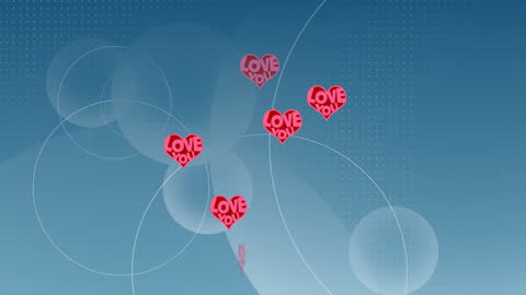 Floating Love Messages Over Abstract Digital Background