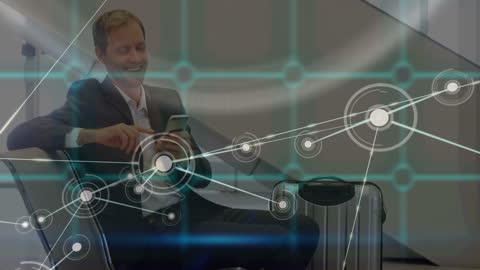 Businessman Connecting through Digital Network Interfaces