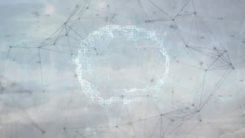 Futuristic AI Digital Brain Concept with Data Network Overlay