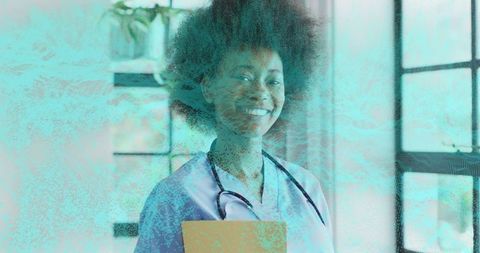 Confident Nurse Holding Folder in Exam Room
