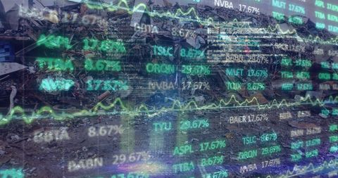 Financial Market Data Overlay on a Junkyard - Download Free Stock Images Pikwizard.com
