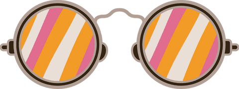 Colorful Retro Goggles with Striped Lenses on Transparent Background
