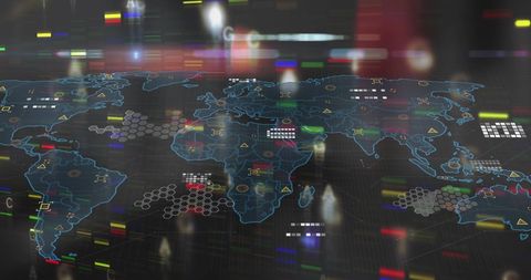 Dynamic Digital Interface on Global Map - Download Free Stock Images Pikwizard.com