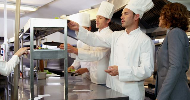 Chefs Working in Professional Kitchen with Supervising Manager - Download Free Stock Images Pikwizard.com