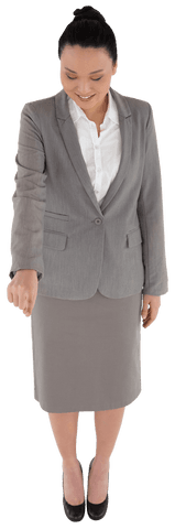 transparent background smiling asian businesswoman pointing downward - Download Free Stock Videos Pikwizard.com