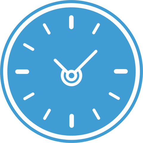 Blue clock illustration on transparent background for time concepts