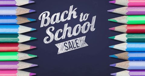 Back to School Sale with Colorful Pencils on Blue Background - Download Free Stock Images Pikwizard.com