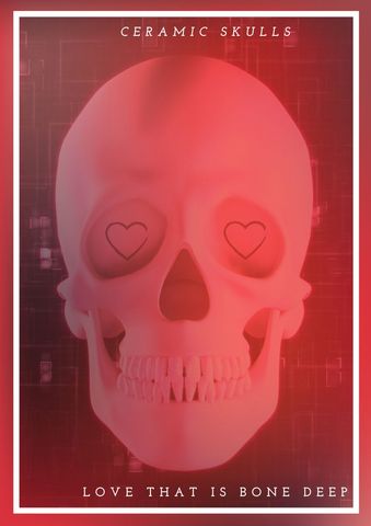 quirky heart-eyed skull on radiant red background - Download Free Stock Templates Pikwizard.com