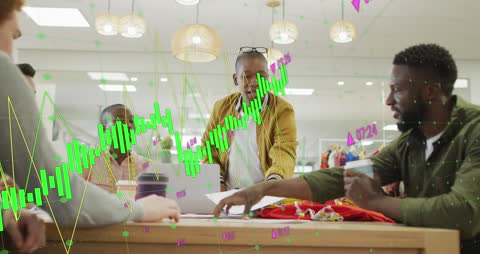 Diverse Team Analyzing Financial Growth Data in Modern Office