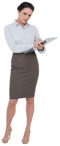 professional businesswoman reviewing clipboard on transparent background - Download Free Stock Videos Pikwizard.com
