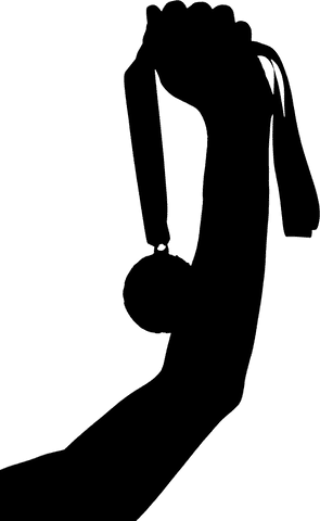 Silhouette Hand Holding Medal on Transparent Background