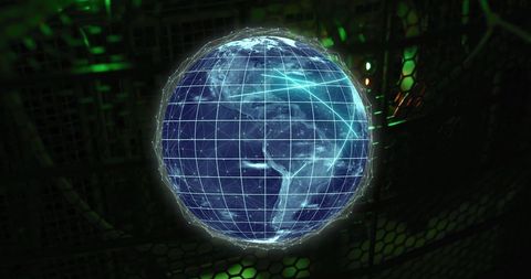 Digital Data Processing Globe Over Computer Servers - Download Free Stock Images Pikwizard.com