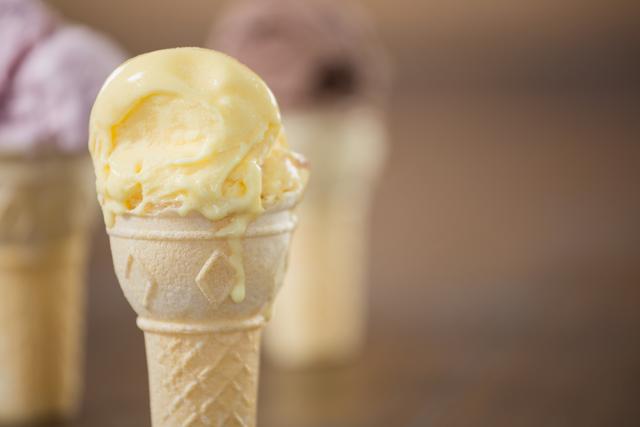 Vanilla icecream in the cone - Download Free Stock Photos Pikwizard.com