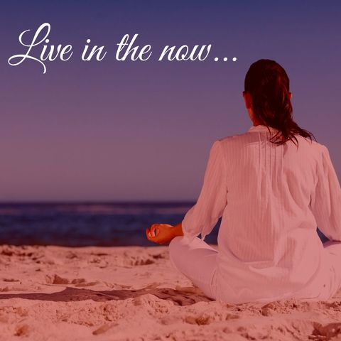 Mindful meditation on tranquil beach at dusk