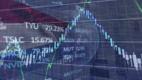 Businessman Analyzing Financial Data with Laptop Overlay