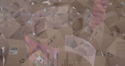 Digital Overlay on Boxes Representing Global Shipping Processes