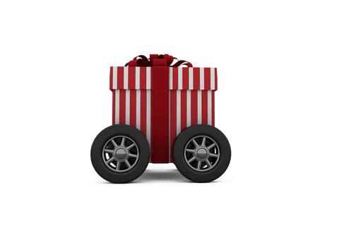 Transparent Mobile Gift Box with Wheels for Creative Concepts
