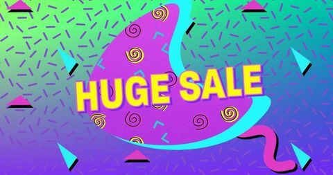 Retro colorful design featuring huge sale in bold text