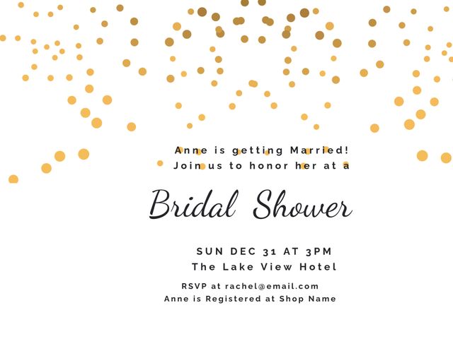 Elegant Bridal Shower Invitation with Golden Confetti and Modern Design - Download Free Stock Templates Pikwizard.com