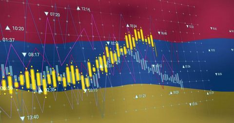 Financial Data Processing Over Armenian Flag Background - Download Free Stock Images Pikwizard.com