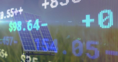Solar Energy and Global Finance Theme with Digital Interface - Download Free Stock Images Pikwizard.com