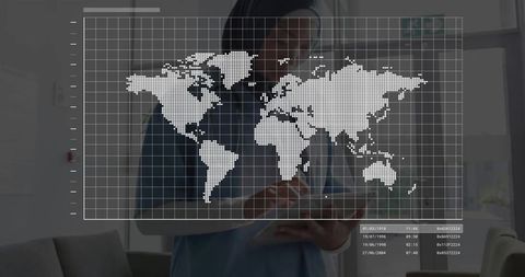 Doctor Interacting with Global Digital Interface in Clinic