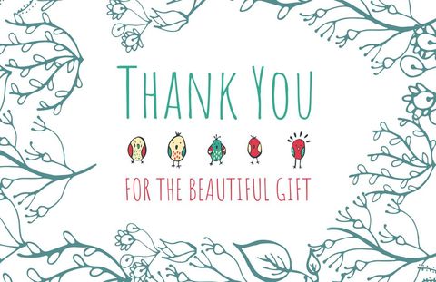 whimsical bird thank you card design with botanical elements - Download Free Stock Templates Pikwizard.com