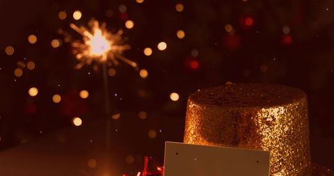 Festive sparkler and glittering christmas decor