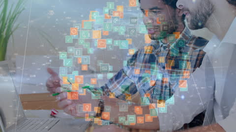 Collaborative Team Meeting with Digital Interface Hologram