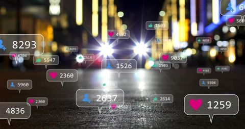 Digital Interaction Over City Streets at Night