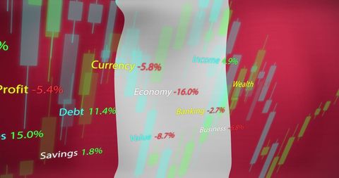 Business and Financial Data Visualized on Peruvian Flag