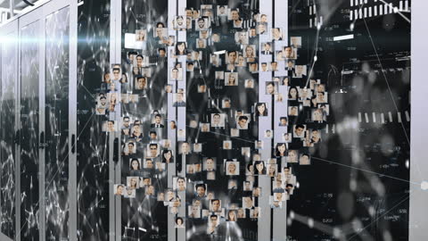 Globe of User Photos Over Dynamic Digital Servers