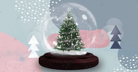 Festive Snow Globe with Christmas Tree and Winter Scenery