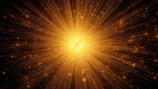Golden Starburst Energy Core Radiating Light Rays and Sparkling Particles for Cosmic Art