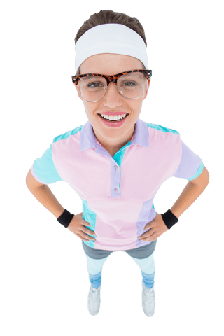 Transparent Young Hipster with Retro Fashion Look Smiling