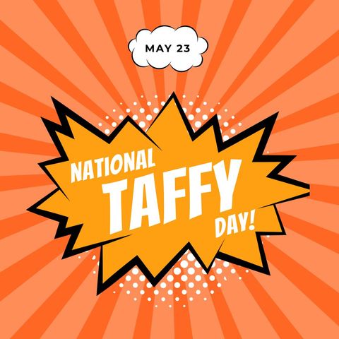 national taffy day celebratory cartoon explosion design in orange - Download Free Stock Templates Pikwizard.com