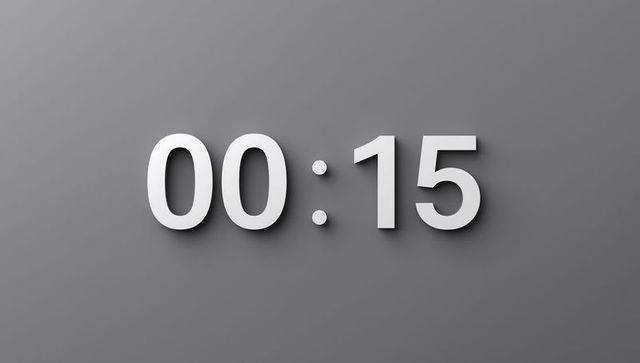 3D Countdown Timer Showing 00:15 Seconds