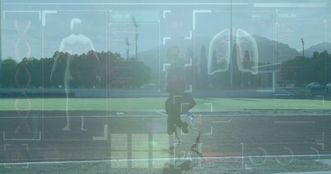 Paralympic Athlete Running with Mobility Tech Overlays