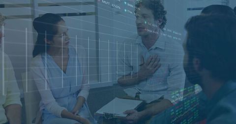 Business Meeting Collaboration with Analytics Data Overlay