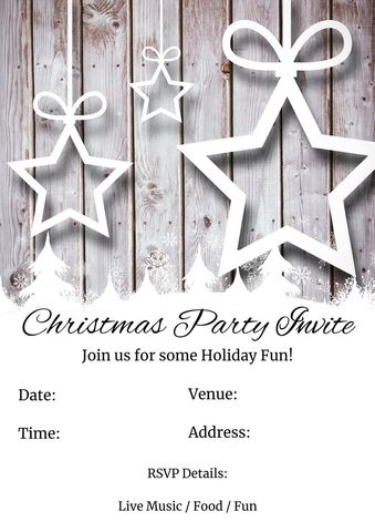rustic christmas party invitation with wooden background and star decor - Download Free Stock Templates Pikwizard.com