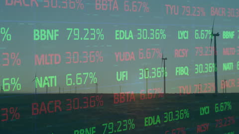 Stock Market Data Overlay with Renewable Energy Wind Farms