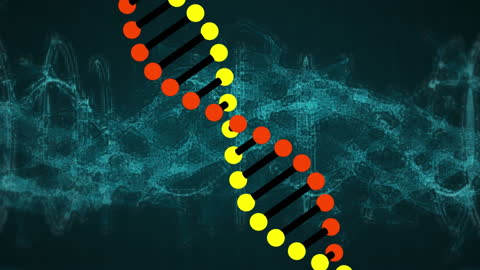 Animated DNA Helix Technology Background with Digital Waves