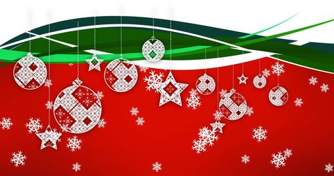 Festive Christmas Decorations on Red Snowy Background - Download Free Stock Images Pikwizard.com