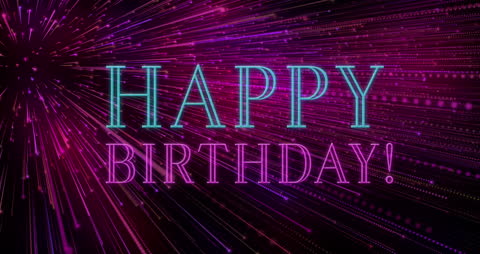 Vivid Happy Birthday Text with Colorful Light Trails